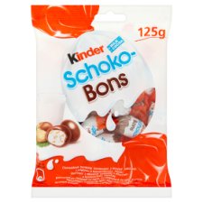 Kinder Schoko-Bons čokoládové bonbony z mléčné čokolády s mléčnou a lískooříškovou náplní 125g