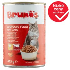 Brunos Complete Food for Cats Pieces with Poultry and Beef in Sauce 415g