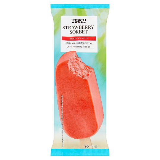 Tesco Strawberry Sorbet Frozen Cream 90ml Tesco Groceries