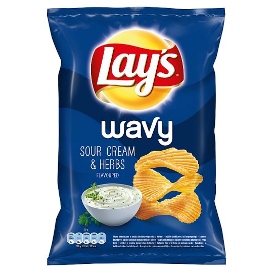 Lay's Wavy Smažené bramborové lupínky s příchutí smetanového sýra a bylin 130g