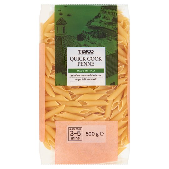 Tesco Quick Cook Penne těstoviny bezvaječné semolinové sušené 500g