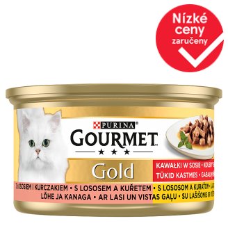GOURMET Gold kousky ve šťávě s lososem a kuřetem 85g