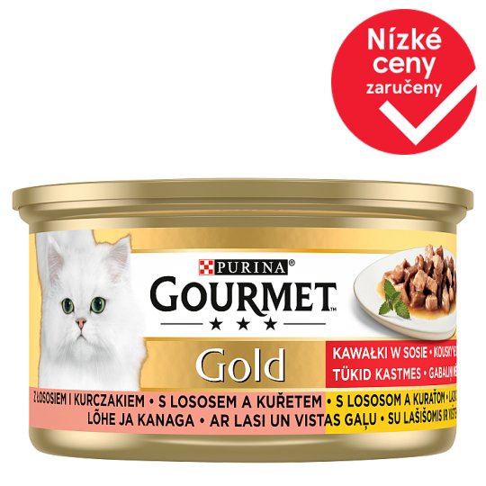 GOURMET Gold kousky ve šťávě s lososem a kuřetem 85g