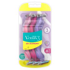 Gillette Venus 3 Colors Disposable Razors, Pack Of 6