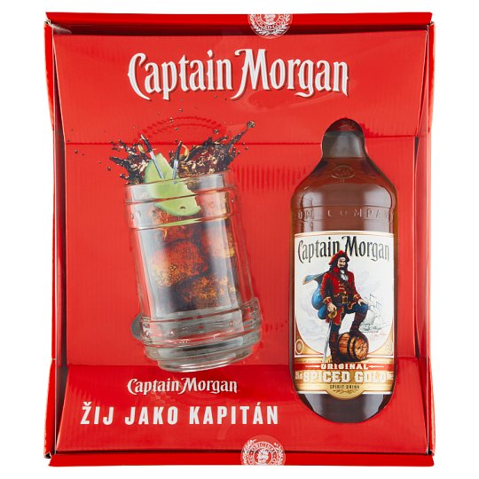 Captain Original Spiced Gold + sklenice (korbel