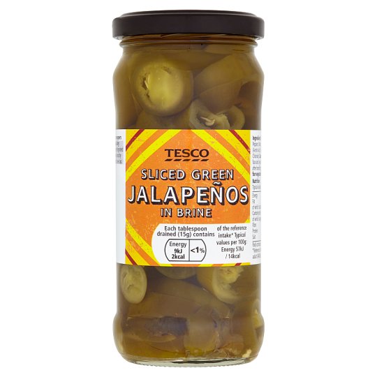 Tesco Krájené zelené papričky jalapeño ve slaném nálevu 220g