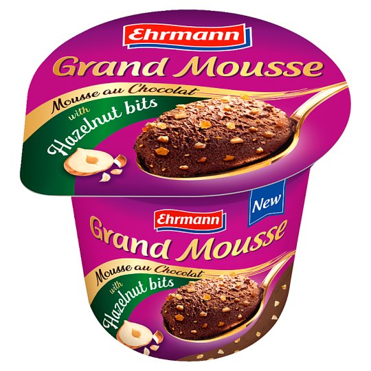 Ehrmann Grand Mousse čokoládový našlehaný dezert s kousky lískových oříšků 120g