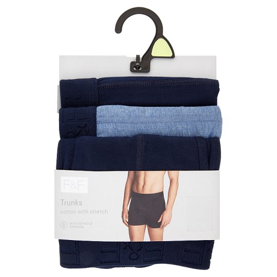 F&F Trunks 3 Pieces in a Pack, XXL, Blue and Navy - Tesco Groceries