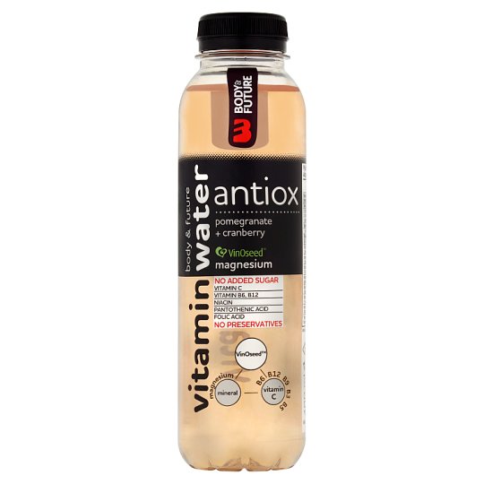 Body&Future Antiox nesycená vitamínová voda granátové jablko - brusinka 400ml