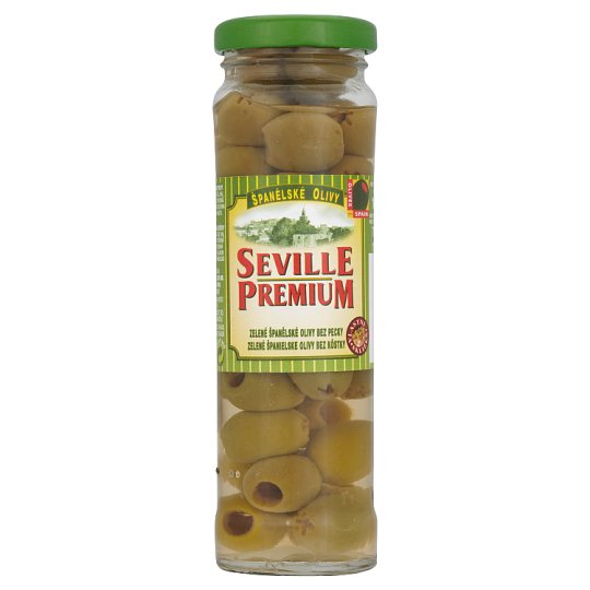 Seville Premium Zelené španělské olivy bez pecky 142g