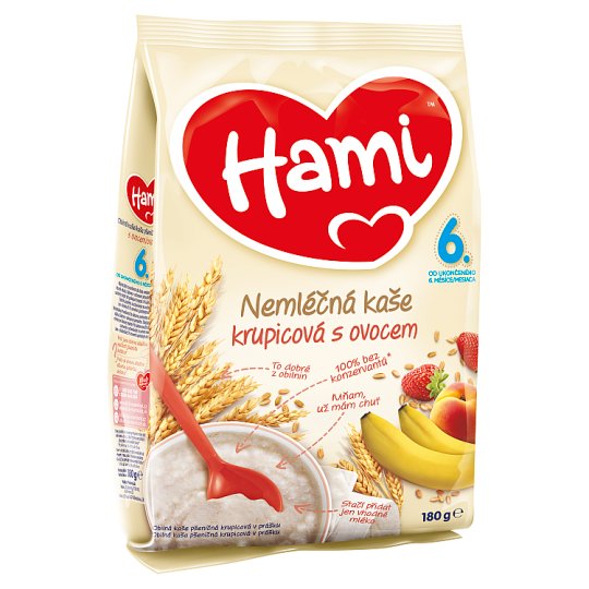 Hami nemléčná kaše krupicová s ovocem od uk. 6. měsíce 180g