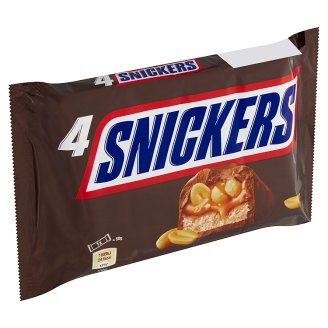 Snickers 4pack čokoládová tyčinka plněná nugátem, karamelem a praženými arašídy 4 x 50g