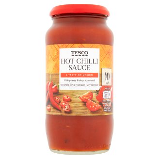 Tesco Ostrá omáčka s fazolemi, cibulí a červenou paprikou 500g
