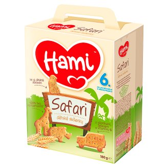 Hami Safari Dětské sušenky Safari se 6 cereáliemi od uk. 6 měsíce 180g