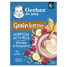 GERBER Wheat-Oat Milk Porridge Banana and Raspberry 200g