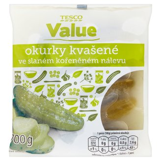 Tesco Value Okurky kvašené ve slaném kořeněném nálevu 700g