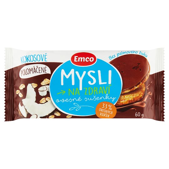 Emco Mysli na Zdraví Ovesné sušenky kokosové polomáčené 60g Tesco
