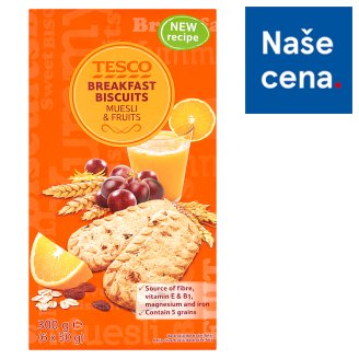 Tesco Cereální sušenky s müsli a ovocnými kostkami 6 x 50g