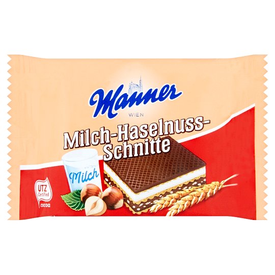 Manner Oplatkové řezy plněné lískooříškovým a mléčným krémem 5 x 25g
