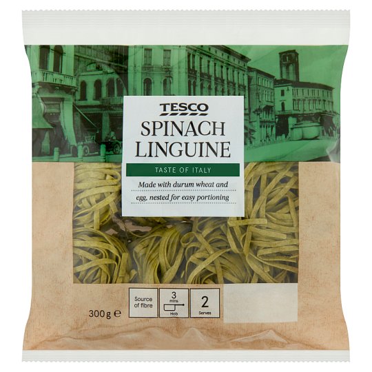 Tesco Spinach Linguine těstoviny vaječné nesušené 300g