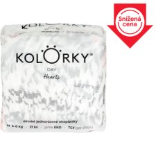 Kolorky Day Hearts dětské jednorázové ekoplenky M 5-8 kg 21 ks