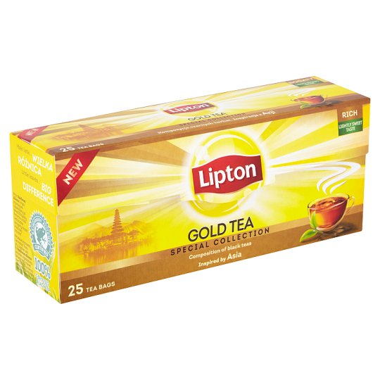Lipton Černý aromatizovaný čaj Gold 25 sáčků