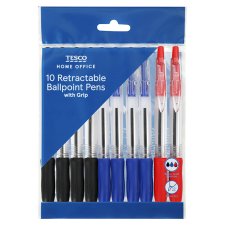 Tesco Home Office Grip Retractable Ball Pens 10 pcs