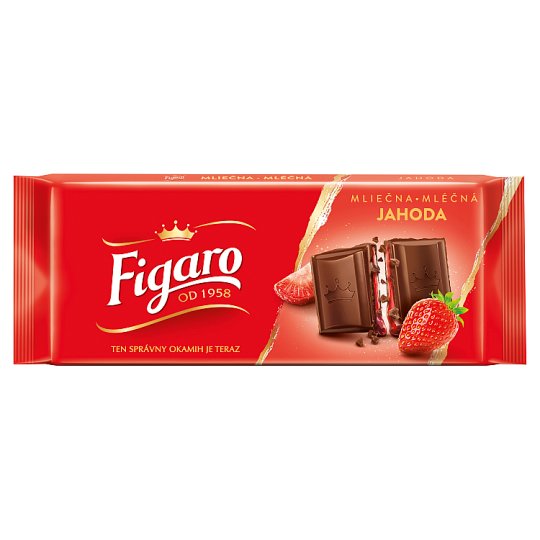 Figaro čokoláda jahody & krém, mléčná 90g