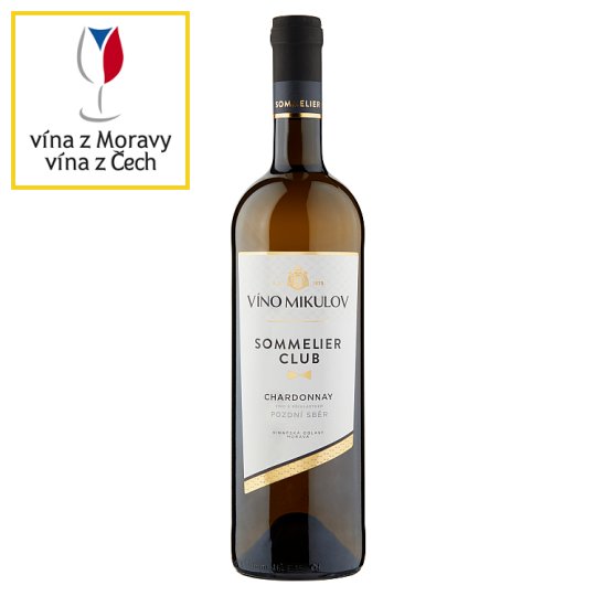 Víno Mikulov Sommelier Club Chardonnay víno s přívlastkem pozdní sběr suché bílé 0,75l