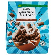 Tesco Cocoa Cereal Pillows with Coconut Filling 200g