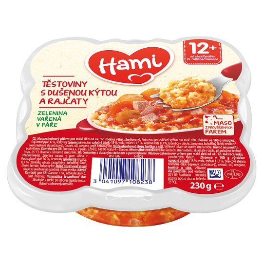 Hami Těstoviny s dušenou kýtou a rajčaty od uk. 12. měsíce 230g