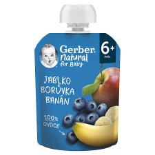 GERBER Natural kapsička jablko, borůvka a banán 90g