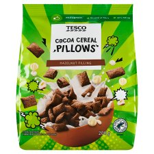 Tesco Cocoa Cereal Pillows with Hazelnut Filling 200g