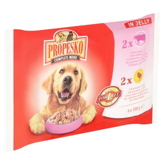 Propesko S hovězím v želé a s kuřecím v želé 4 x 100g