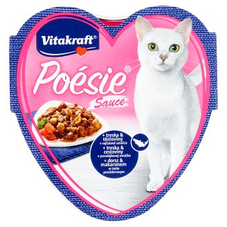 Vitakraft Poésie Sauce + treska & těstoviny v rajčatové omáčce 85g
