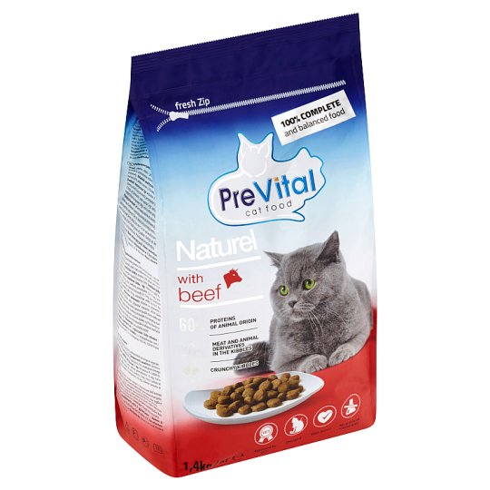 PreVital Naturel Kompletní krmivo pro dospělé kočky s hovězím 1,4kg
