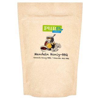 Pure Snack Pražené plátky blanšírovaných jader mandlí s medem, solí a s příchutí barbecue 125g