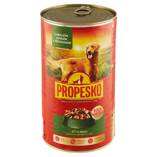 Propesko Kousky s králičím, hovězím a těstovinami v omáčce 1240g