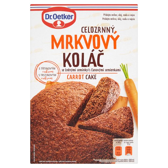 Dr. Oetker Celozrnný mrkvový koláč se lněnými semínky 500g
