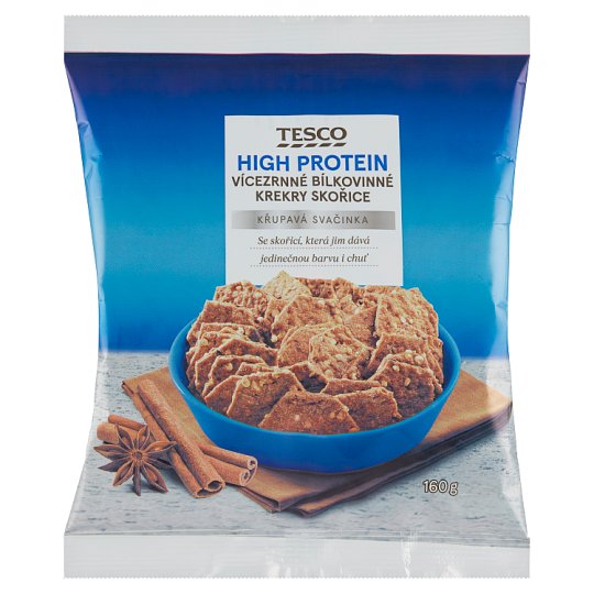 Tesco High Protein Vícezrnné bílkovinné krekry skořice 160g
