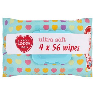 Tesco Loves Baby Ultra soft vlhčené ubrousky neparfémované 4 x 56 ks