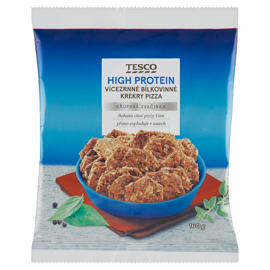 Tesco High Protein Vícezrnné bílkovinné krekry pizza 160g Tesco Potraviny