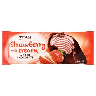 Tesco Mražený krém smetanový s jahodovým sorbetem v hořké čokoládě 110ml
