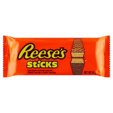 Reese's Sticks sušenky s arašídovým máslem v polevě s čokoládovou příchutí v ml. čokoládě 42g