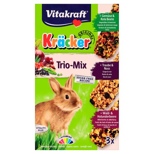Vitakraft Kräcker Trio-mix králik - zelenina & ořech & lesní plody 3 x 56g