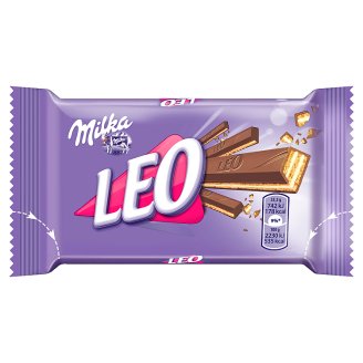 Milka Leo křupavé oplatky plněné krémovou náplní v mléčné čokoládě z alpského mléka 33,3g