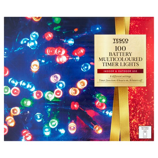 Tesco 100 Battery Multi-Coloured Timer Lights