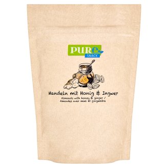 Pure Snack Pražené plátky blanšírovaných jader mandlí s medem, solí a zázvorem 125g