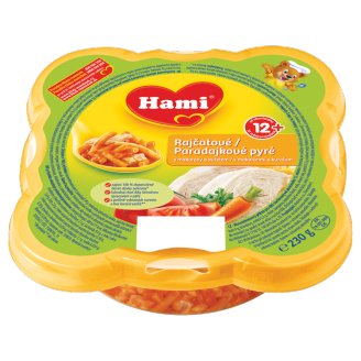 Hami masozeleninový talířek Malý Gurmán Rajčatové pyré s makarony a kuřetem od uk. 12. měsíce 230g