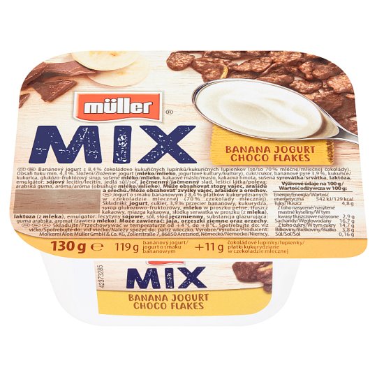 Müller Mix Choco Flakes banánový jogurt 130g